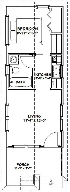 12x30 Tiny House -- 358 sq ft -- PDF Floor Plan -- Model 1