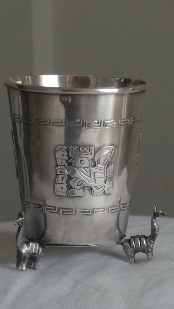 Vintage peruvian 900 silver vase / toothpick holder