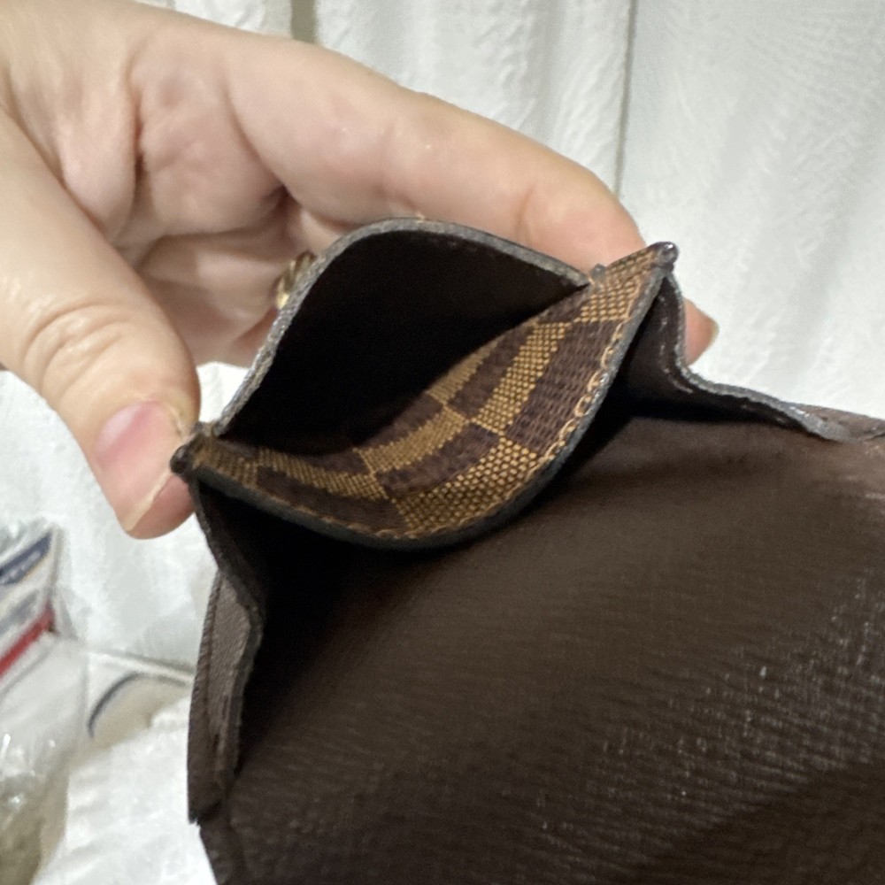 Authentic Louis Vuitton Damier Ebene Pouch Case Brown