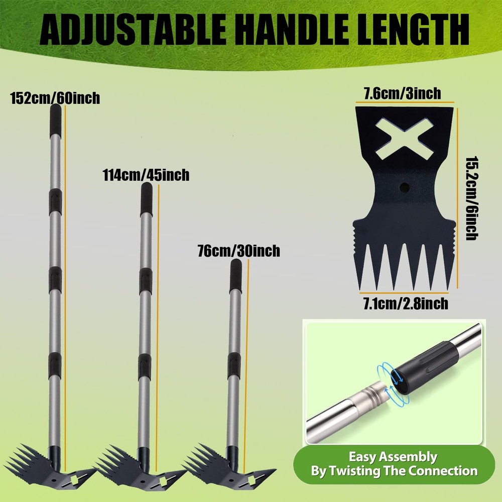 Weed Puller Tool with Long Handle, 60'' Weed Remover Weeding Tool, 2 in 1 Han...