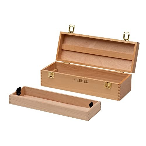 Medium Art Supply Storage Box - Multi-Function Solid Beech Wooden Small