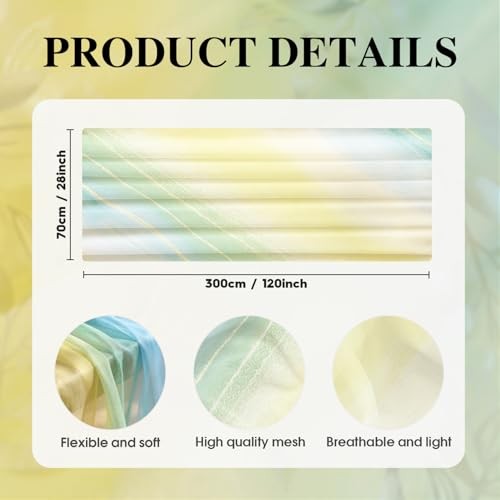 Boho Gradient Yellow Blue Stripes Spring Chiffon Table 28" x 120" Yellow/Blue
