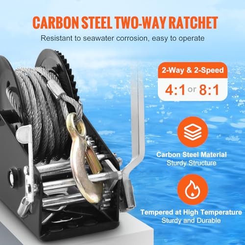 Hand Winch, 3500 lbs Pulling Capacity, Boat Trailer Winch Heavy Duty 3500lbs