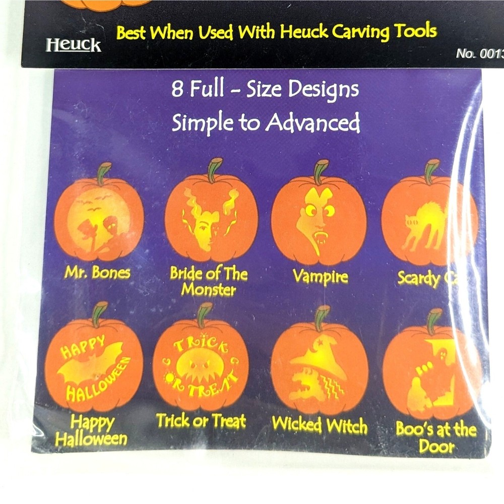 Heuck Pumpkin Carving Patterns - 8 Full Size Designs Stencils