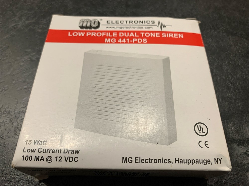 MG Electronics 441-PDS Piezo Dynamic Dual Tone Siren Low Profile 15W Open Box