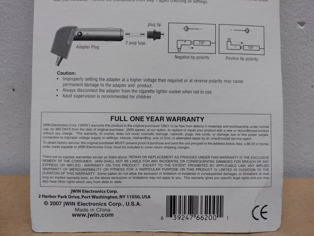 JWin Regulated DC Car Converter with 6 Interchangeable Plugs & Voltage Selector