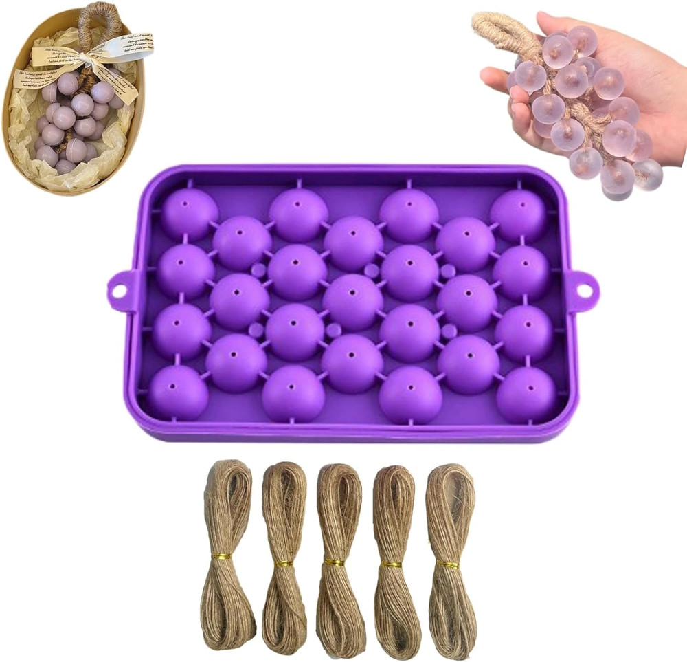 Professional Soap Making Kit with Silicone Grape Molds and Hemp Cord