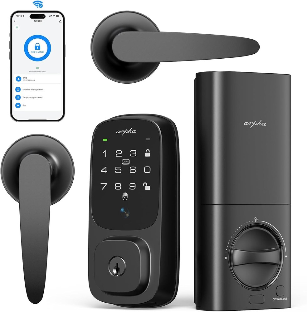 ARPHA Keyless Palm Recognition Smart Door Lock Digital Keypad Deadbolt+Knobs APP