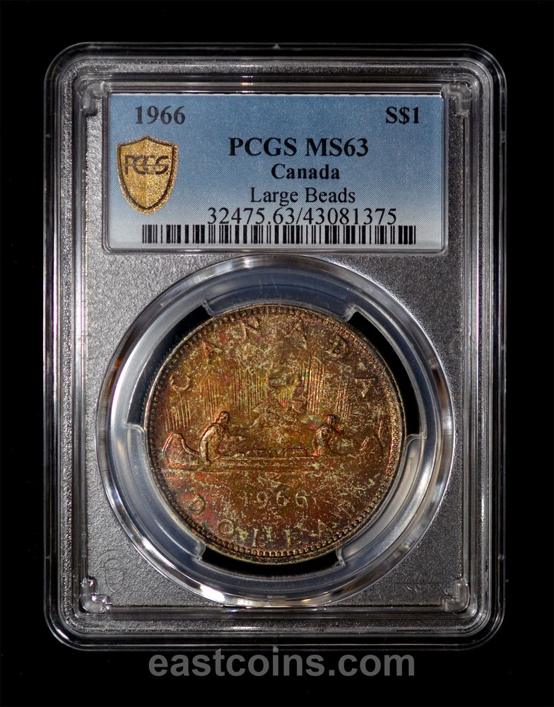 PCGS MS63 1966 Canado silver dollar - beautiful toning!!!
