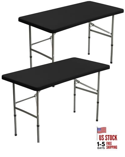 2 Pack Rectangle Fitted 4ft Table Cover – Rectangular 24" x 48" (2Pack) Black