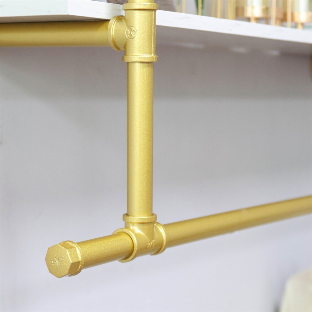 Saving Space Clothes Display Rack Wall-mounted with Hanging Rod for Laundry Room