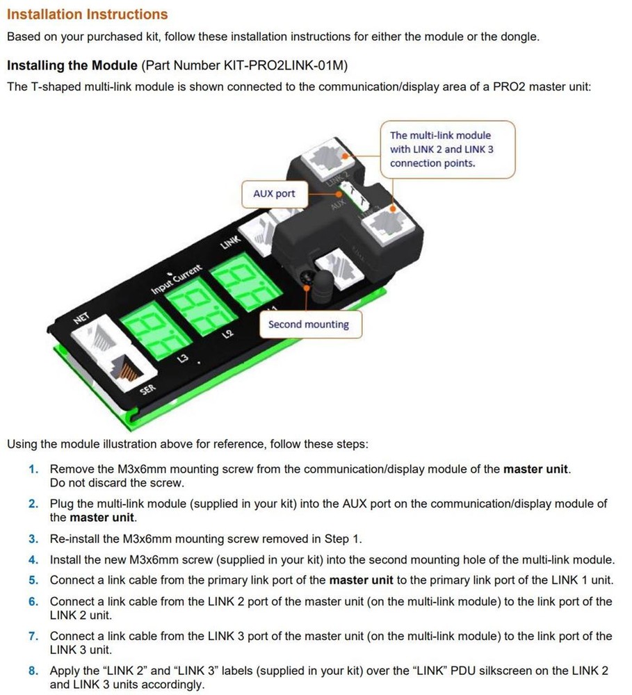 Server Technology KIT-PRO2LINK-01M PRO2 Multi-Linking Module Kit for PRO2 PDUs