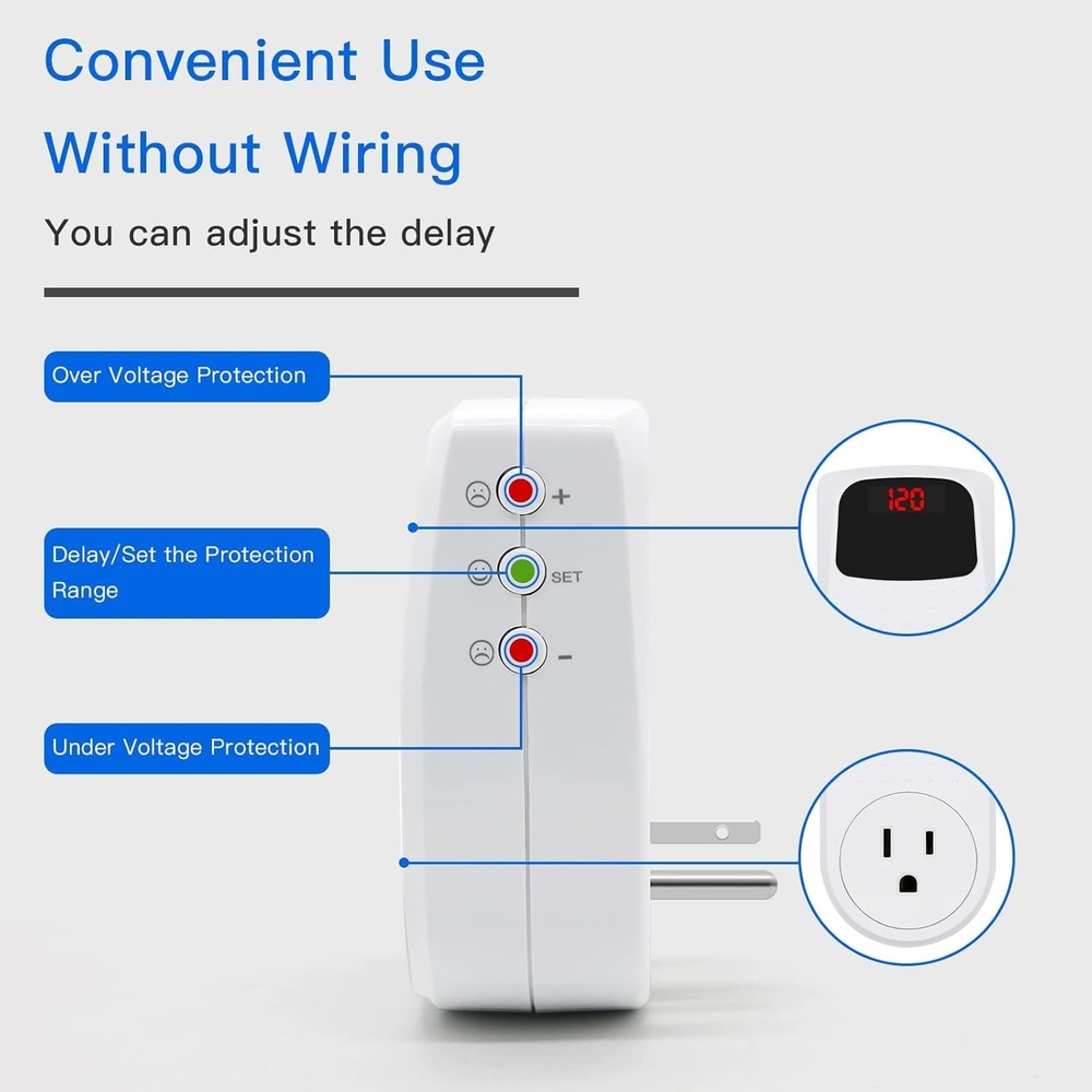 High-Performance Wall Surge Protector with Digital Display & LED Indicator Light