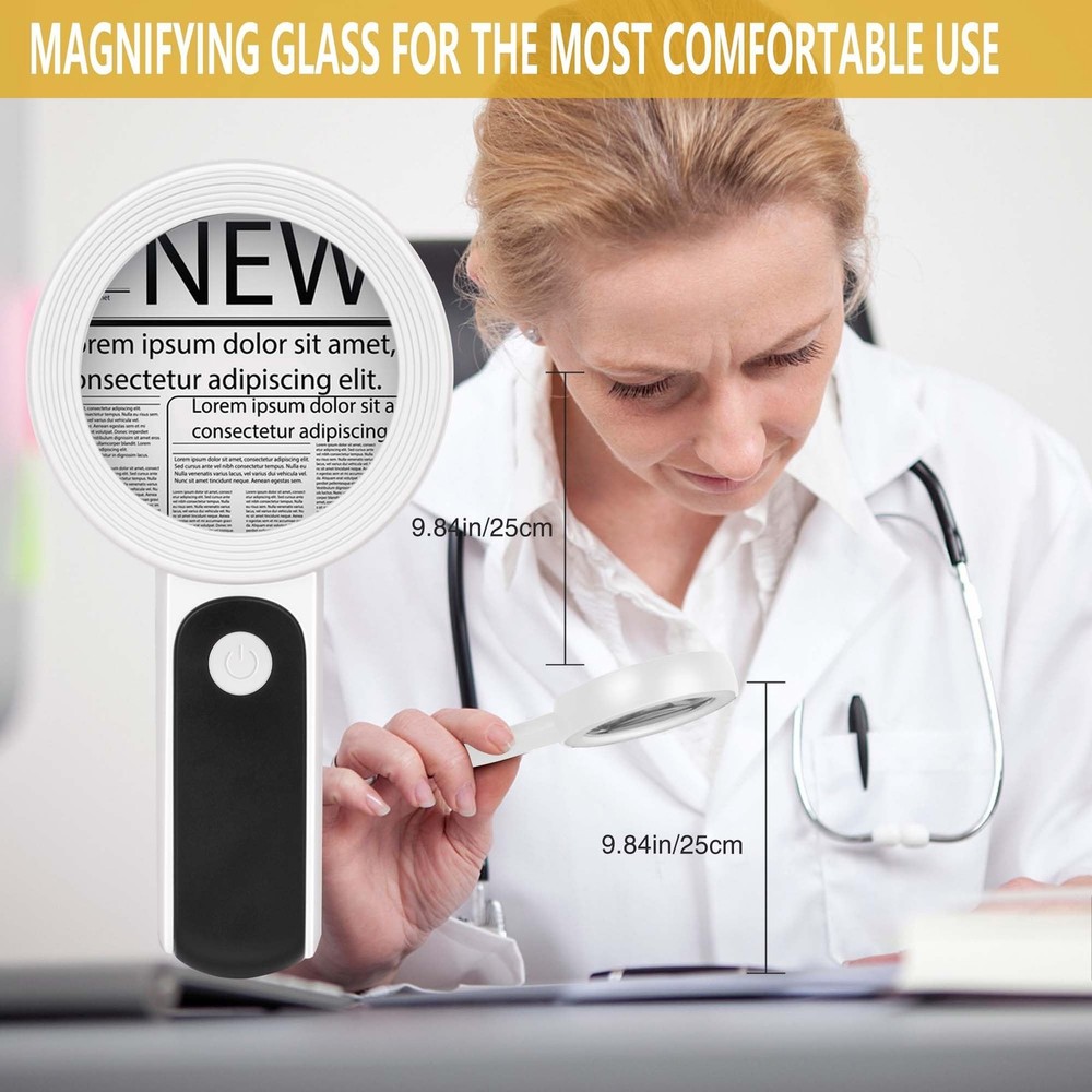 Magnifying Glass with Light, High Magnification Handheld Large Magnifying Gla...