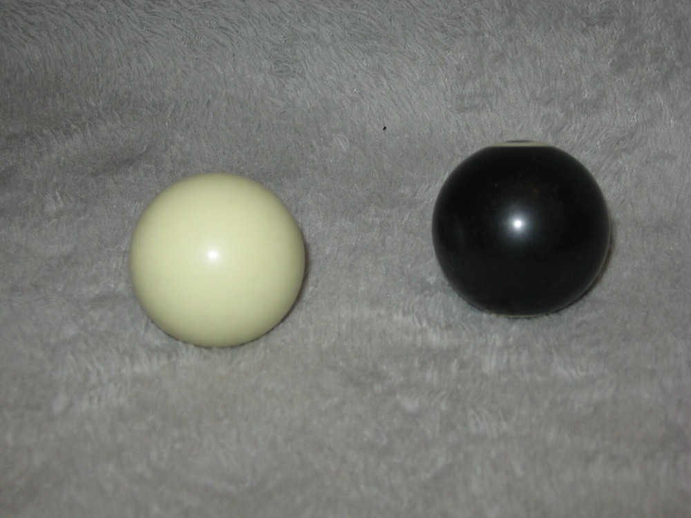 Mini Pool Balls #8 Black Solid + White Cue 1.5" Diameter Billiard Replacement