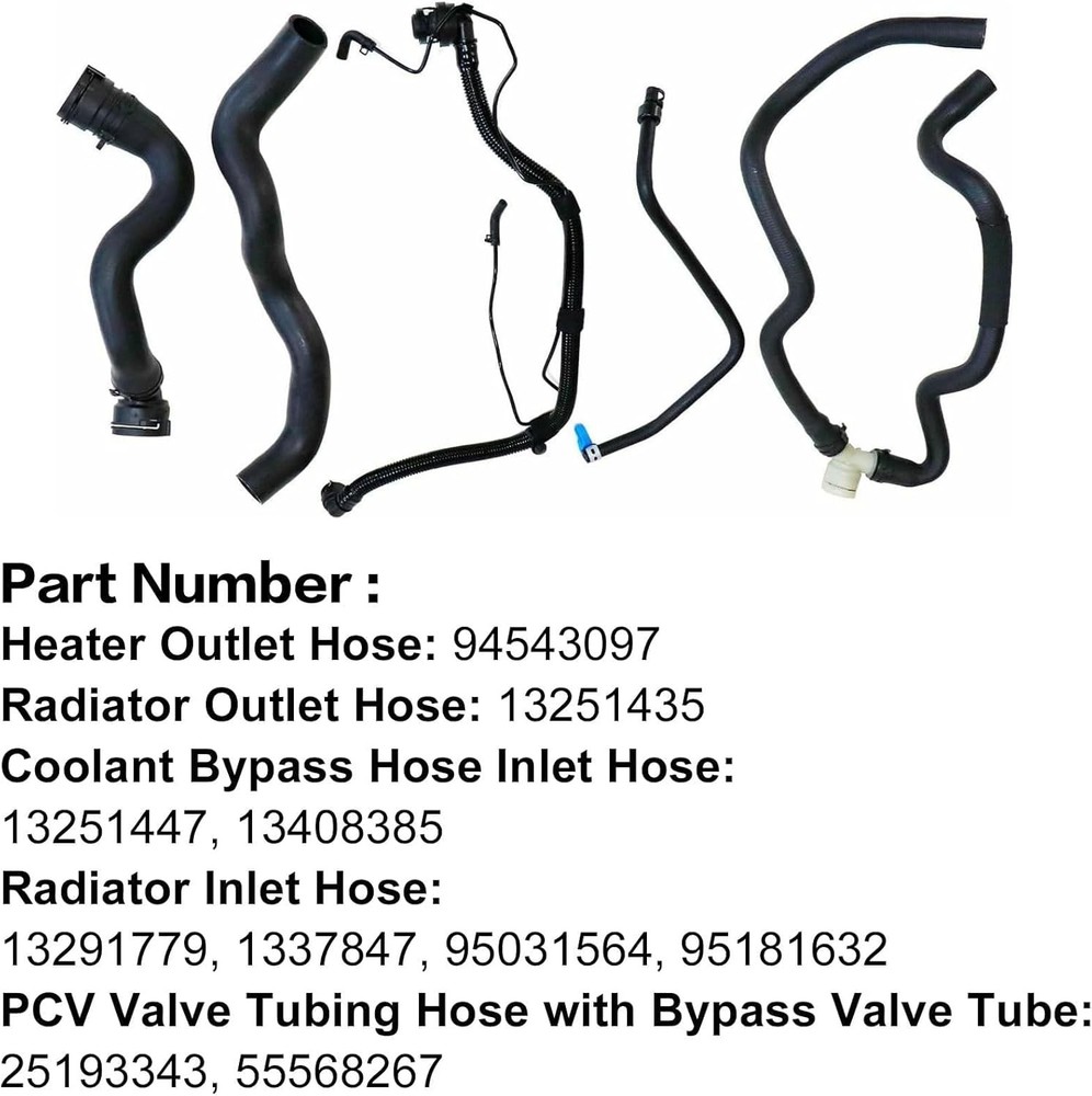 FZJDSD 5PCS Engine Radiator Coolant Hose & Heater &Pipe Compatible with...