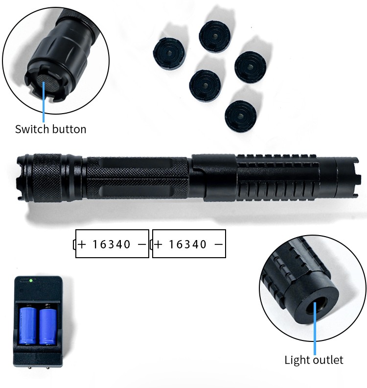 Aluminum alloy Adjustable High Power Blue Burning Light,Range Handhel Flashlight