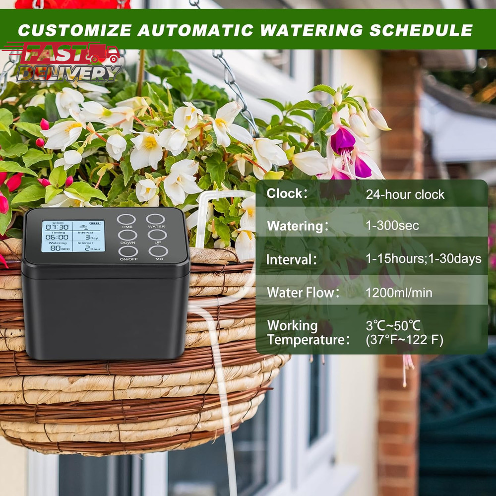 Automatic Plant Waterer Indoor: Drip Irrigation System with Large Display, Easy