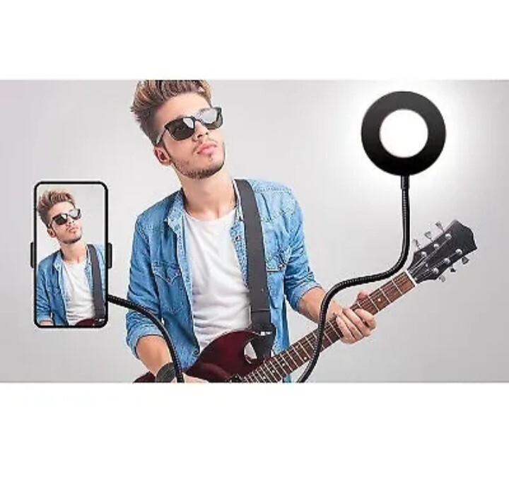 Merkury Desktop Selfie Studio Vlogging Ring Light Phone Holder with Remote.