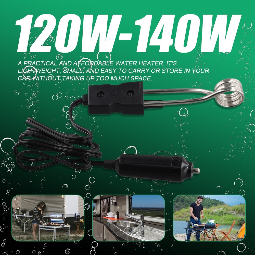 Portable 24V Electric Car Boiled Immersion Water Heater Traveling Camping3991