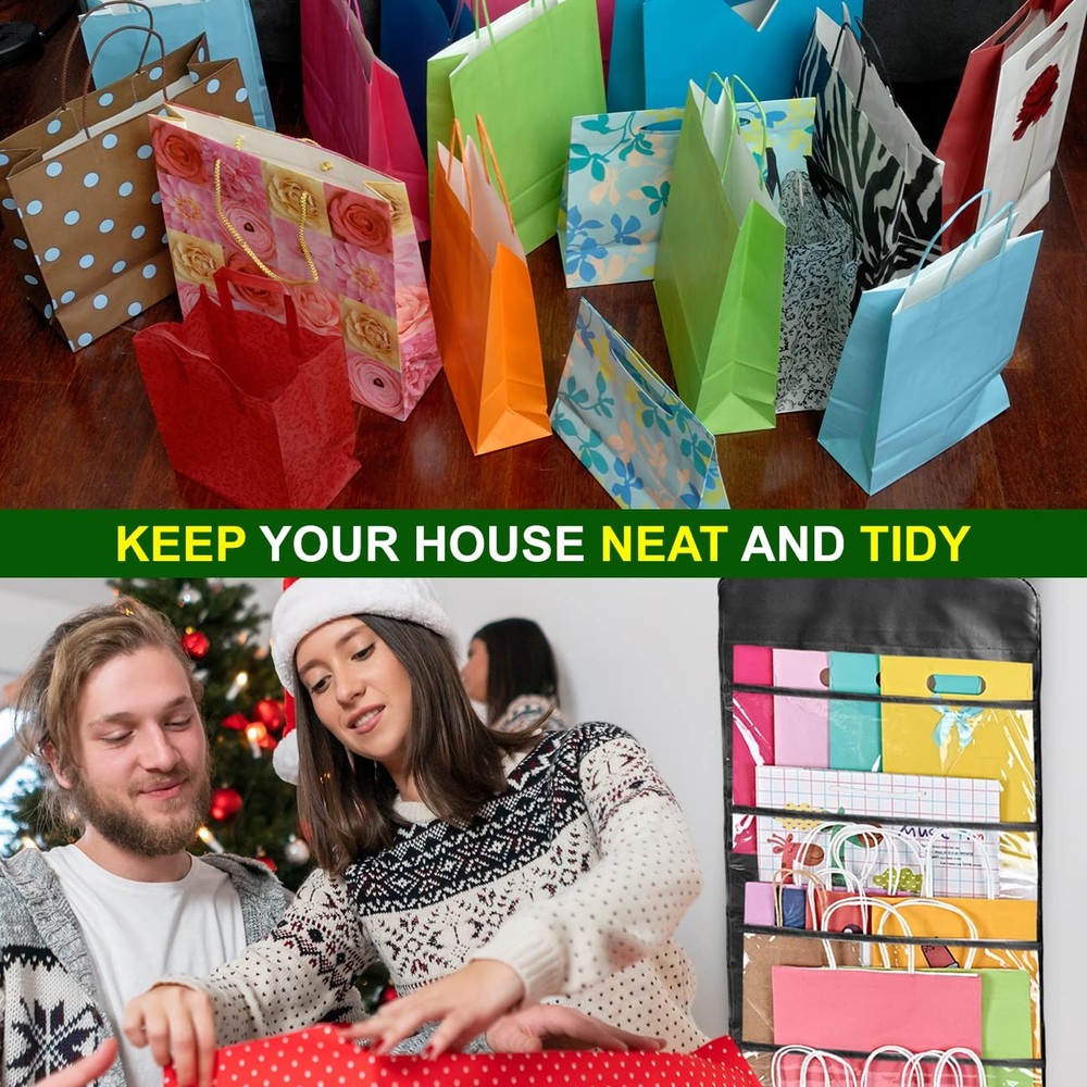 Hanging Double Sided Gift Bag Storage Organizer with Multiple Front and Back ...