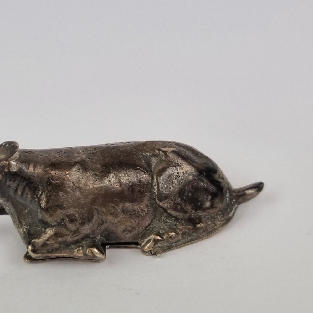 Antique Solid Silver Snuff Box? Shape Lying Cow Berthold Muller 1903 A/F