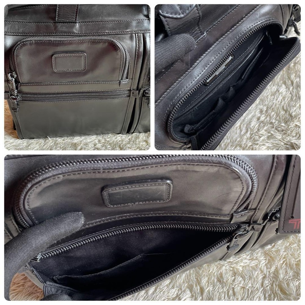 TUMI ALPHA 2 All Leather Business Briefcase 2-Way Black Used