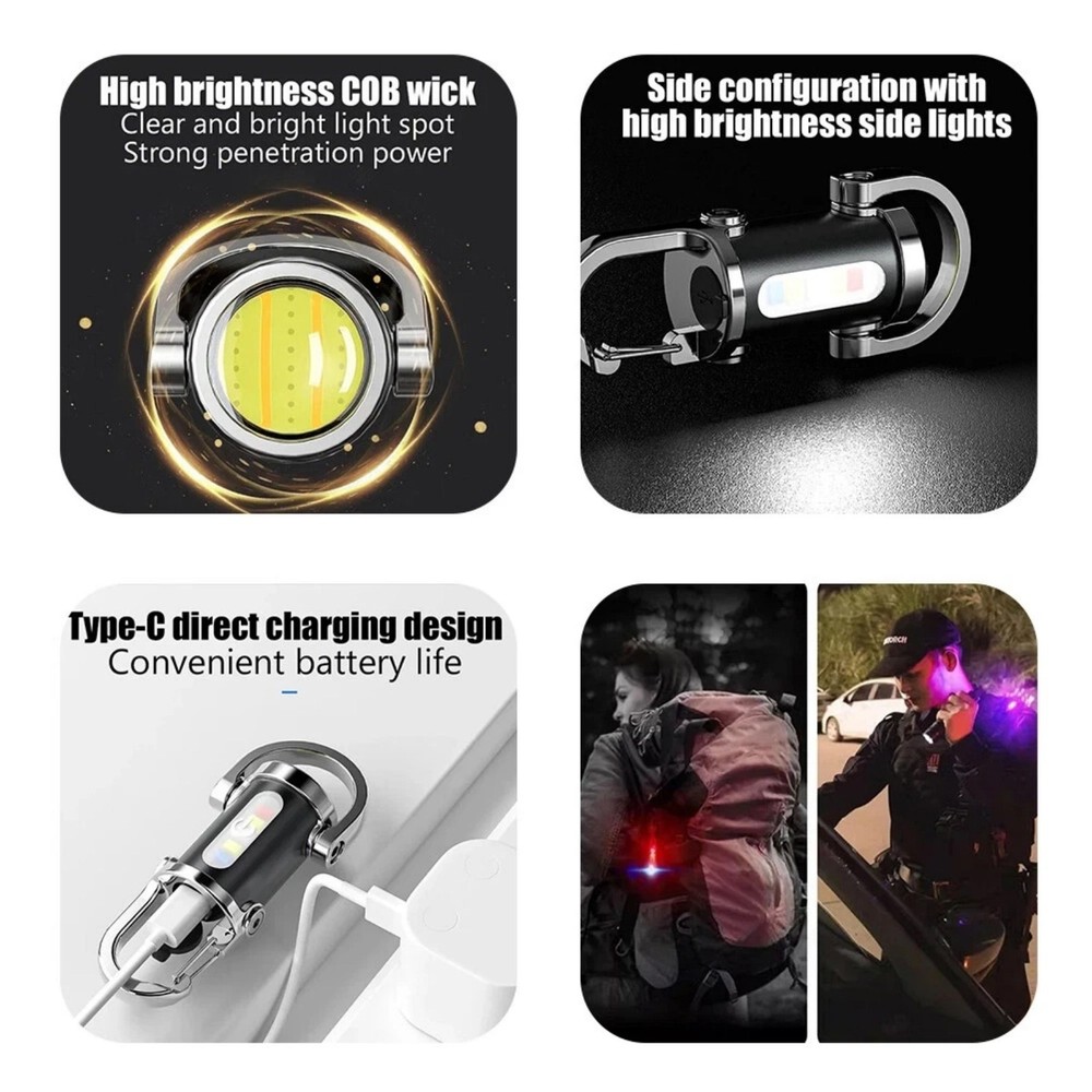 Rechargeable Keychain Flashlight Mini, Compact Light for Night Work, Camping
