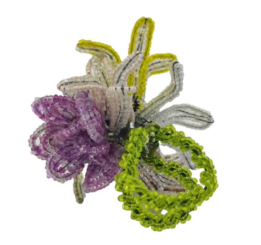 French Seedbead Handmade Ring Floral