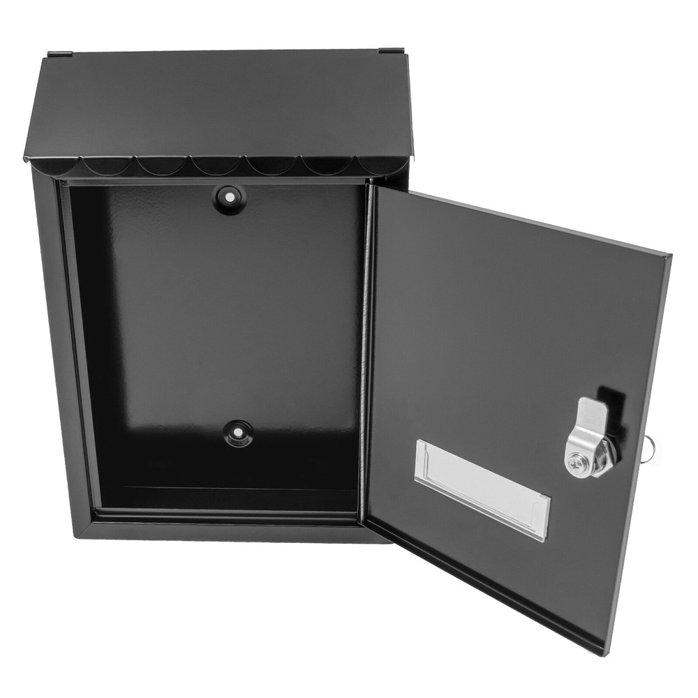 Wall Mount Rectangular Locking Mailbox W/ 2 Keys Black Residential Mail Box