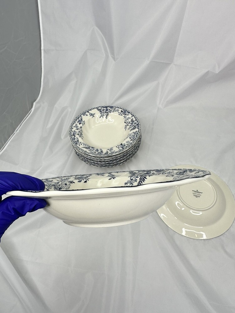 Johnson Brothers Devon Cottage Pasta Bowl Blue White