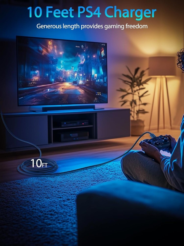 Durable 10FT PS4 Controller Charging Cable for Seamless Gameplay & Fast Charging