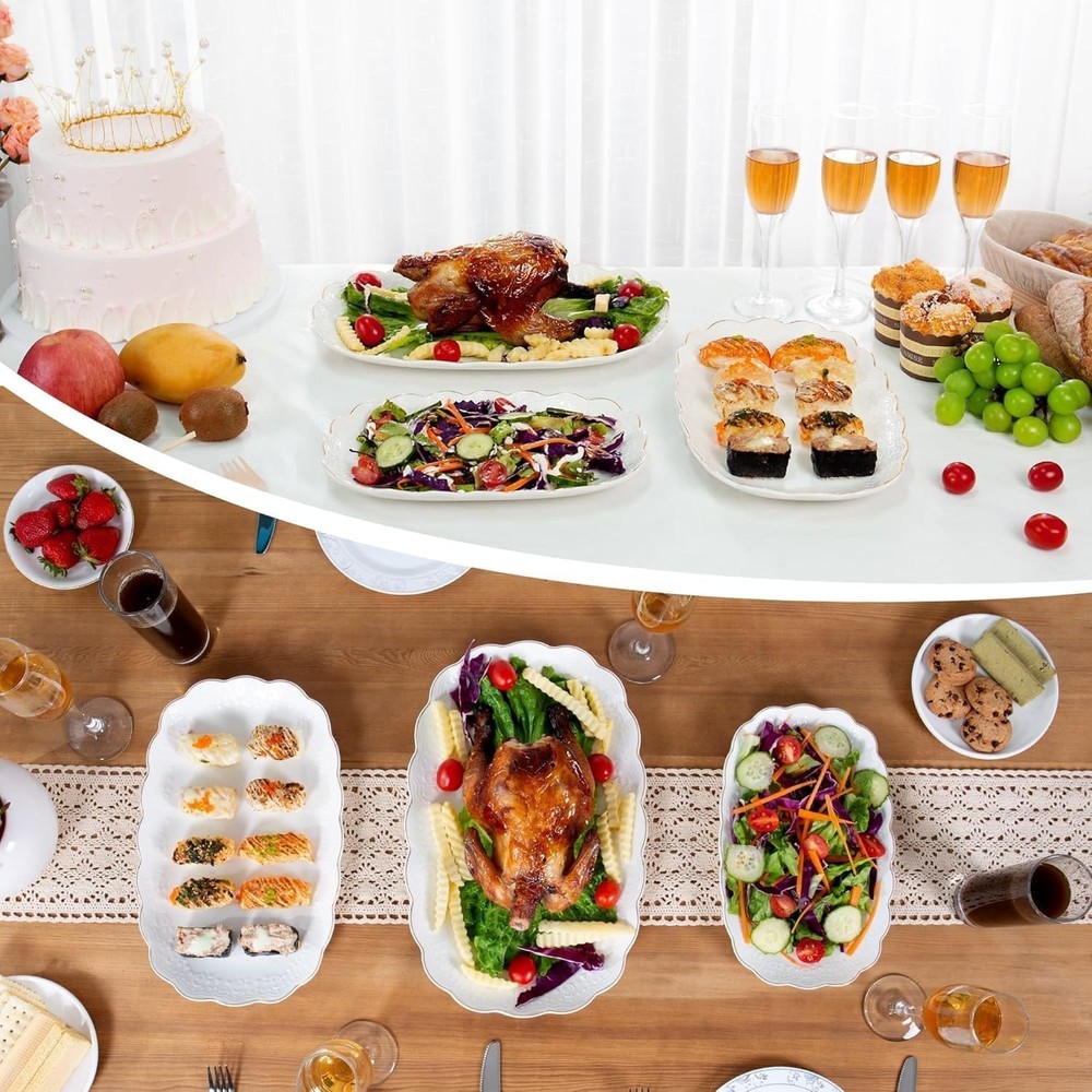 Ceramic Serving Platter Set | 14”/12”/10” Oval Serving Trays for Entertaining...