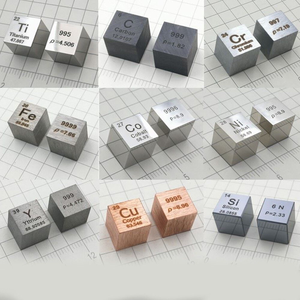 10mm Metal Periodic Table Element Cubes Purity 99.95% Collection Size 1cm Cube