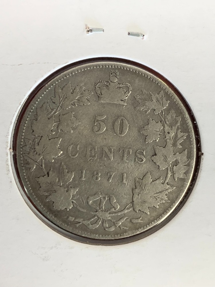 1871 "No H" Canada Silver Half Dollar 50C - Better Grade