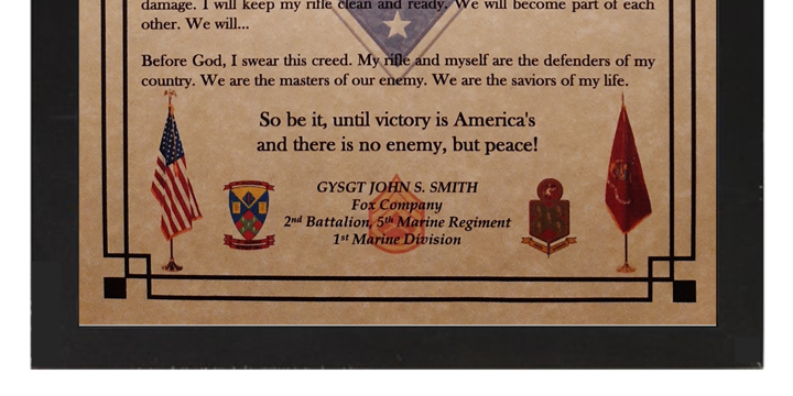 MC-NICE: MARINE CORPS Rifleman's Creed Framed PERSONALIZED