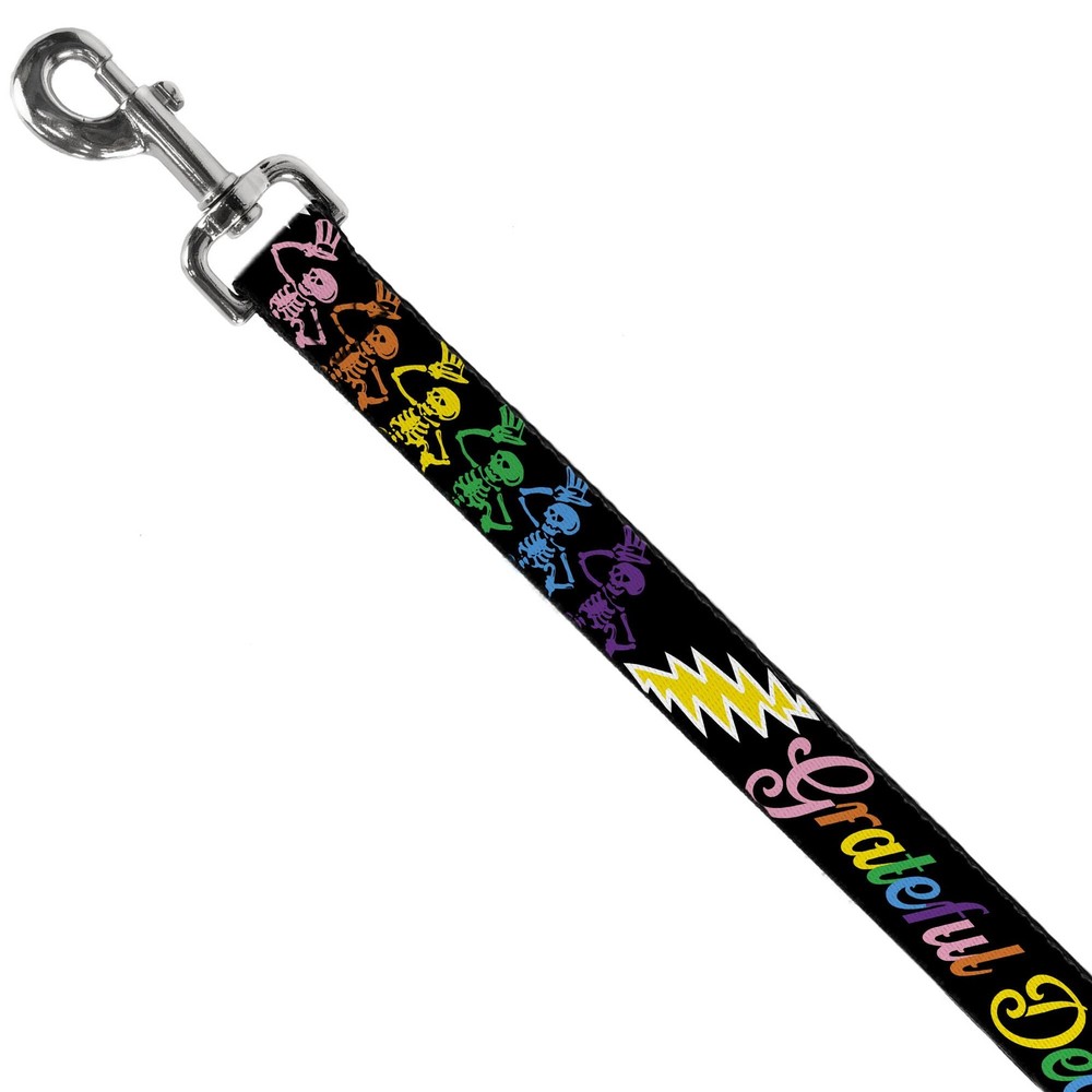 Dog Leash Grateful Dead Script Bears Skeletons Black Multi 6 FT