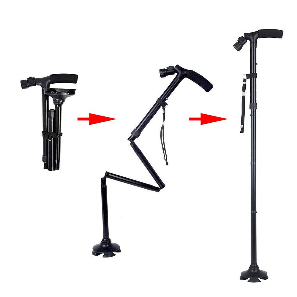 2 Pack Foldable Retractable LED Walking Cane Stick Adjustable Cane Trekking Pole