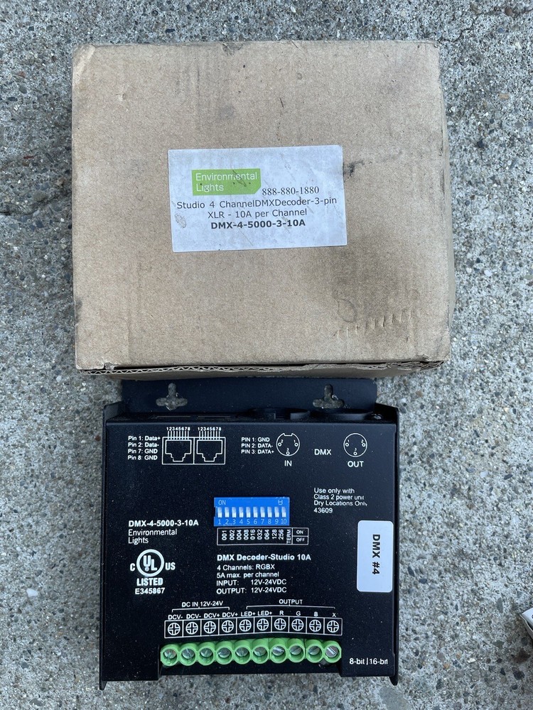 Environmental Lights DMX-4-5000-3-10A Studio 4 Channel DMX Decoder, 3-Pin XLR