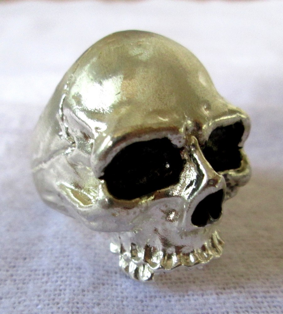 CLASSIC Sterling Silver Biker Skull Ring Size 9.5 Handmade