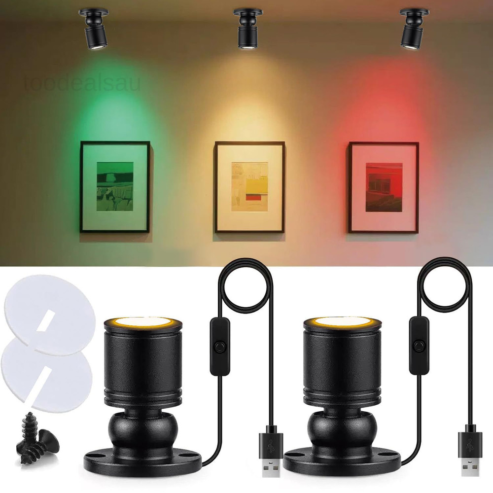 USB Powered Mini Spotlights for Displays 2-Pack – 5V 2PACK Warm Light