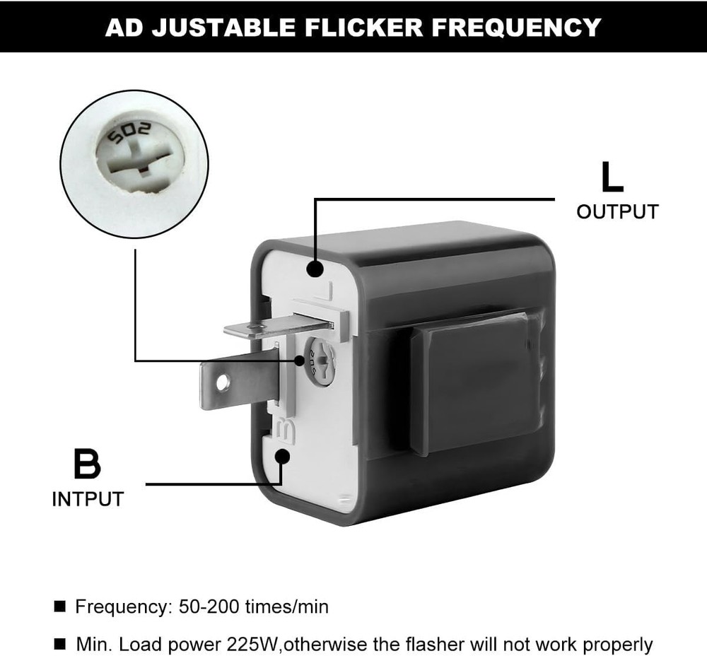 2PCS 12V Speed Adjustable 2 Pin LED Flasher Relay, Electronic Hyper Flash Rel...