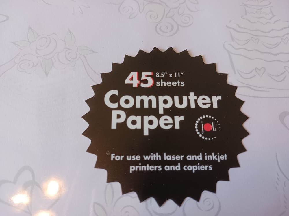 Jot Wedding Themed 45 Sheet 8.5” x 11” Computer Paper