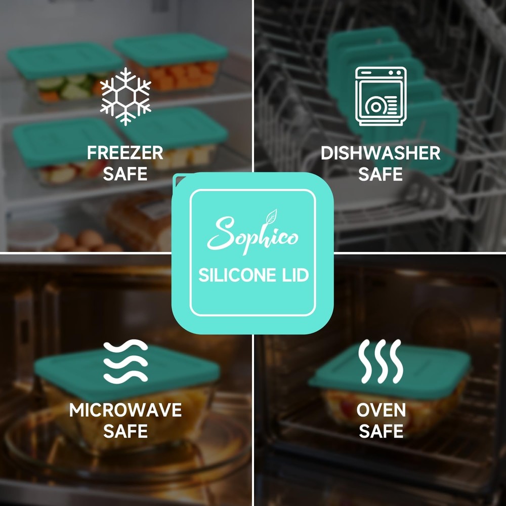 Sophico Silicone Storage Cover Lids Replacement for Pyrex Mint-4Cup-5Pack
