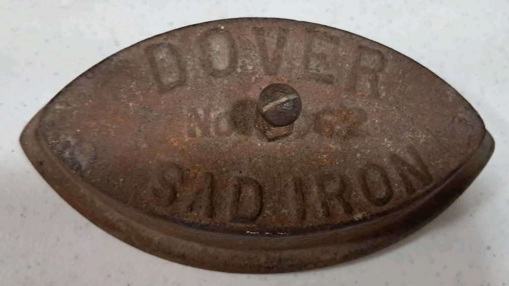 Two Sad Irons, Handle, Iron Rest, Four Piece Set