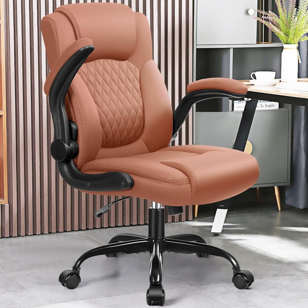 Leather Office Chair PU Home Computer Desk Chairs W/ Ergonomic Back Support