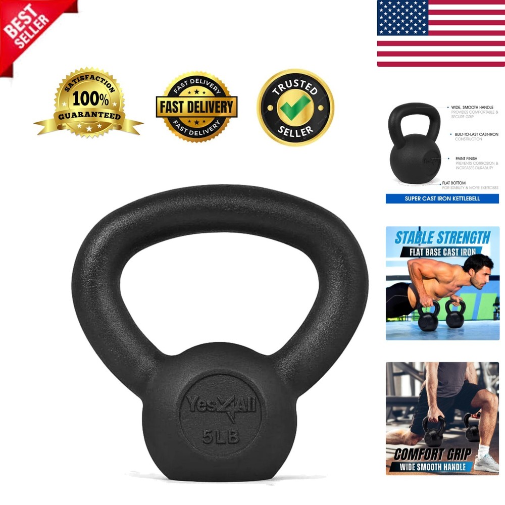 5-80 Lb Cast Iron Kettlebell - Ideal for Strength Training & Muscle Development
