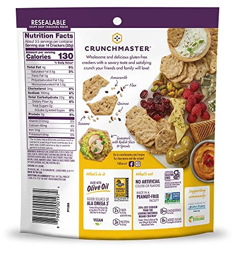 Crunchmaster Roasted Garlic Multi Seed Crackers 4 Oz Low Fat Whole Grain Snack