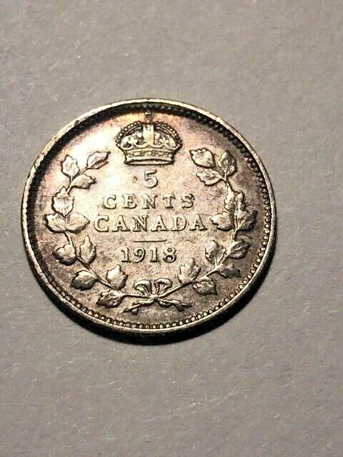 1918 Canada 5 Cents Silver Fine #12424
