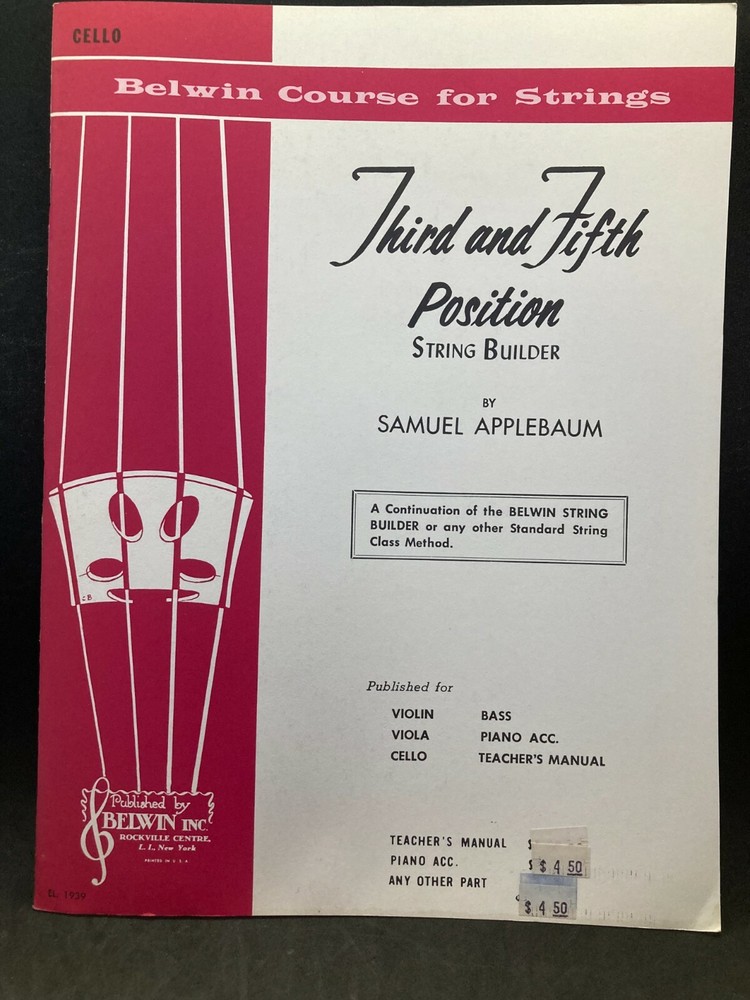 BELWIN Course for Strings: Third and Fifth Position String Builder Cello EL01938